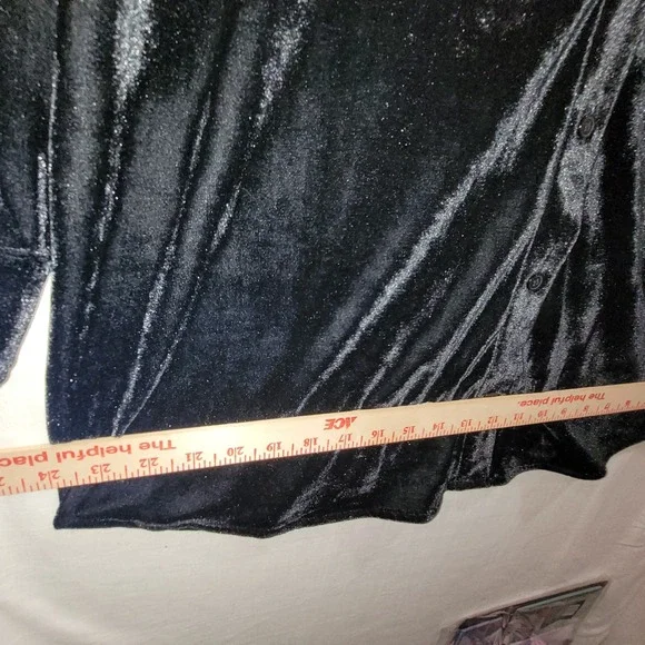 Rebecca Malone Black Velvet Button Front Large Tunic Shirt Womens L-Slv NEW - Picture 14 of 14